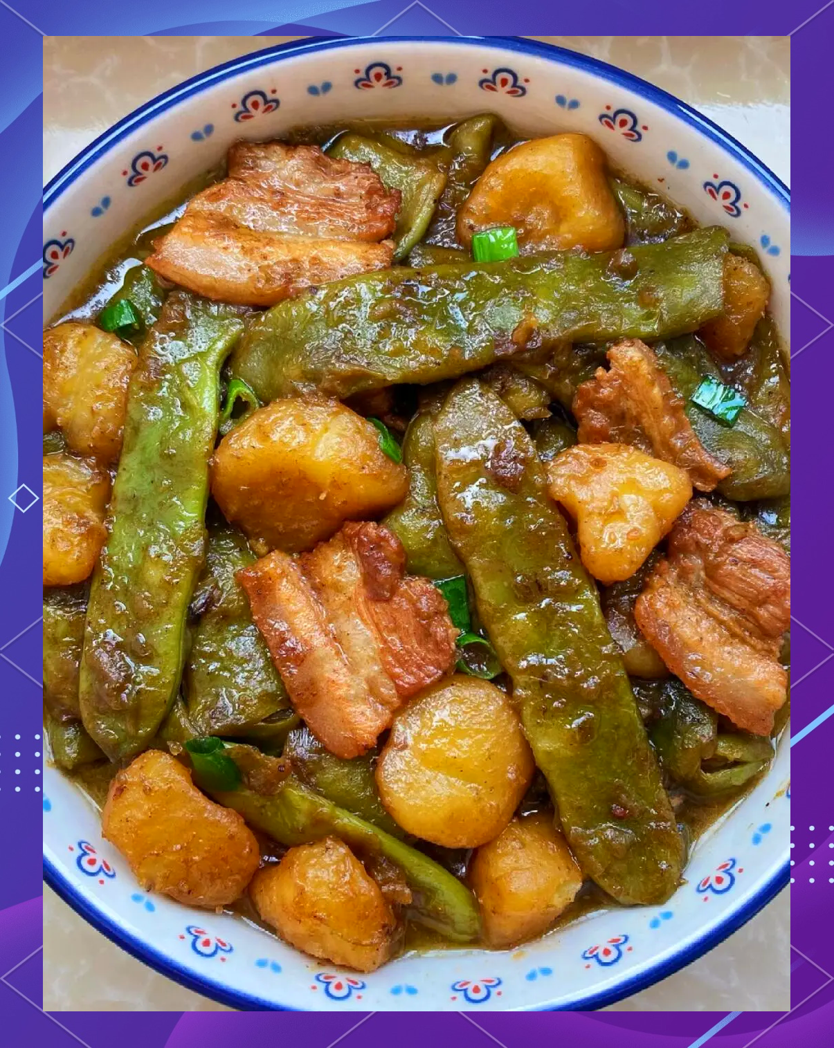 周末娃在家吃什么呢?扁豆土豆粉條燉肉吧