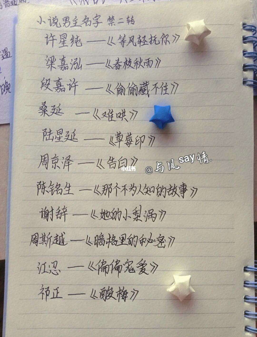 小說的女主人公和男主人公的名字要好聽一點的越多越好