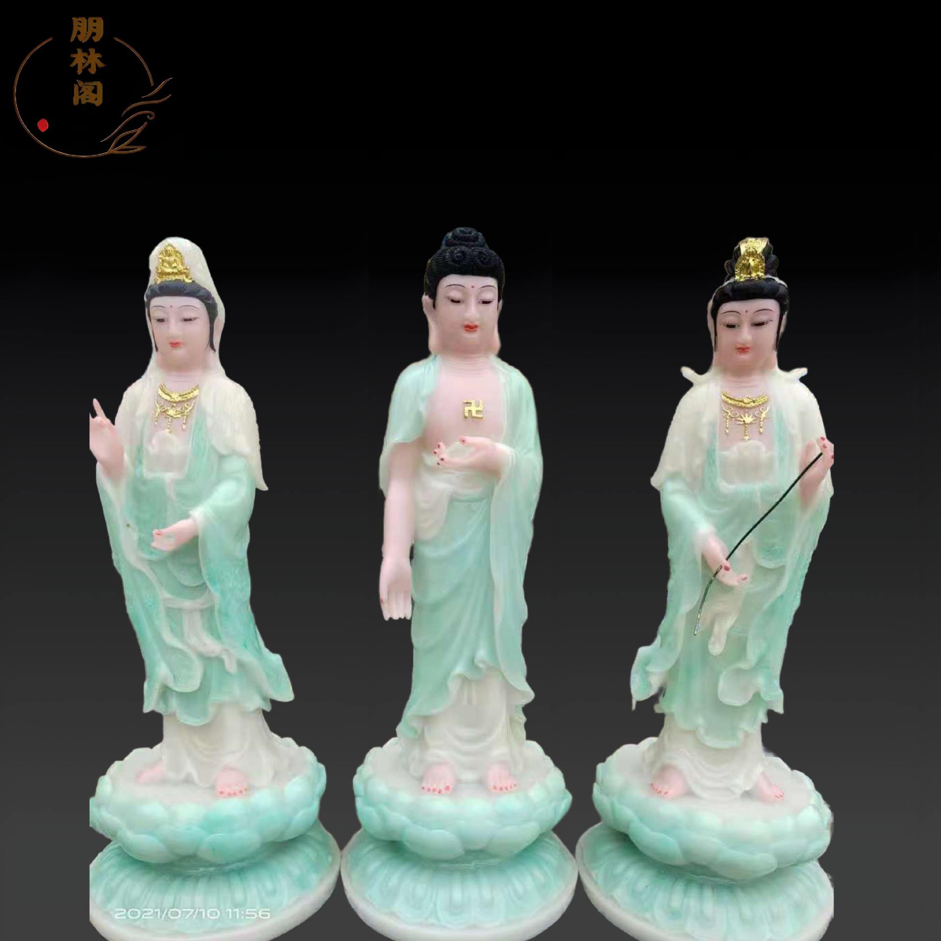 西方三圣雕塑大勢(shì)至菩薩雕塑觀音大士菩薩佛像法相莊嚴(yán)